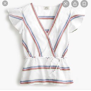 White jcrew peplum with flutter sleeves